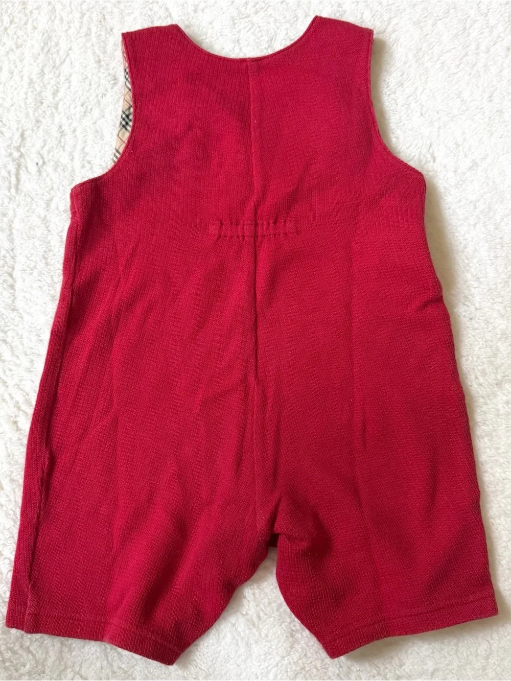 Burberry Baby Girl 12-18m Red Nova Check  Authentic Bear One Piece Rompers